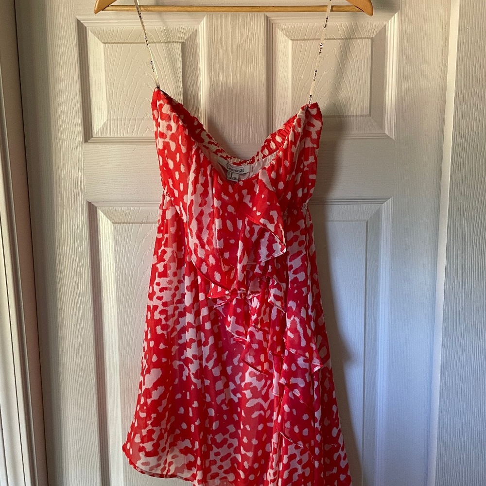 Coral & White Summer Mini Dress